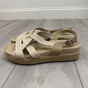 IGI & Co Cream/Tan Leather Sandal Woven Braid Women Sz 41 / 9.5 - 10